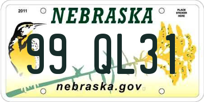 NE license plate 99QL31