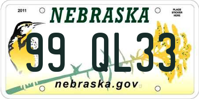 NE license plate 99QL33