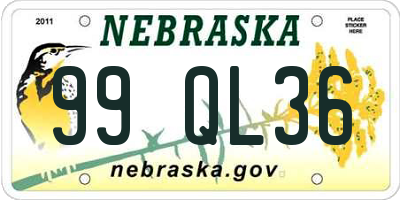 NE license plate 99QL36