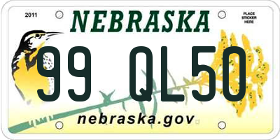 NE license plate 99QL50