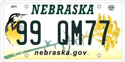 NE license plate 99QM77