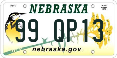 NE license plate 99QP13