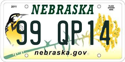 NE license plate 99QP14