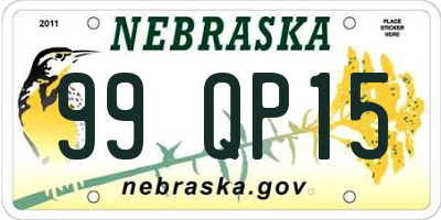 NE license plate 99QP15