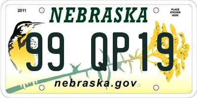 NE license plate 99QP19