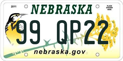 NE license plate 99QP22