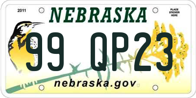 NE license plate 99QP23