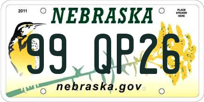 NE license plate 99QP26