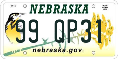 NE license plate 99QP31