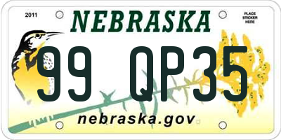 NE license plate 99QP35