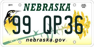 NE license plate 99QP36