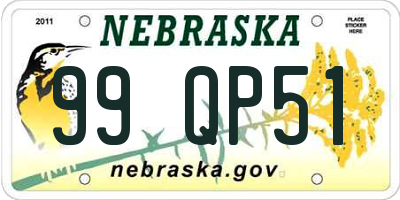 NE license plate 99QP51