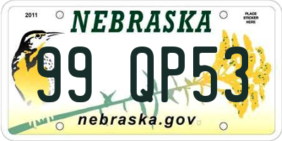 NE license plate 99QP53