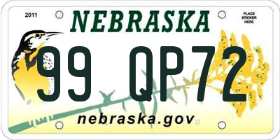 NE license plate 99QP72