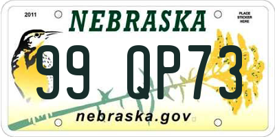 NE license plate 99QP73