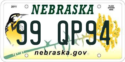 NE license plate 99QP94