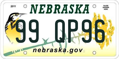 NE license plate 99QP96