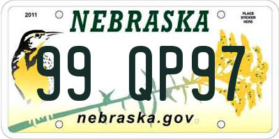 NE license plate 99QP97