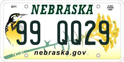 NE license plate 99QQ29