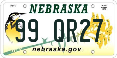 NE license plate 99QR27