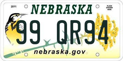 NE license plate 99QR94