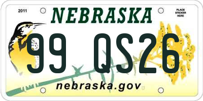 NE license plate 99QS26