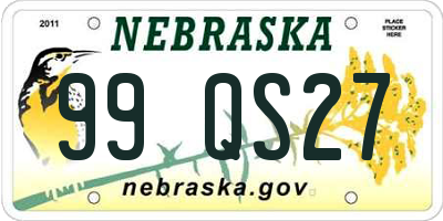 NE license plate 99QS27