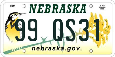 NE license plate 99QS31