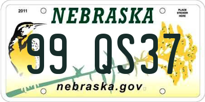 NE license plate 99QS37