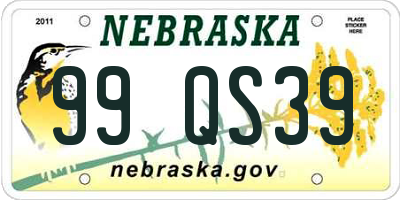 NE license plate 99QS39