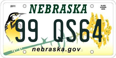 NE license plate 99QS64