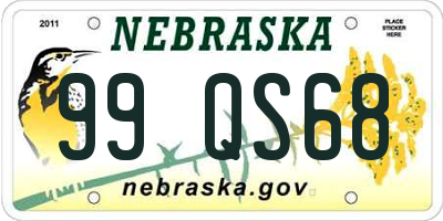 NE license plate 99QS68