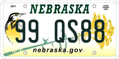 NE license plate 99QS88