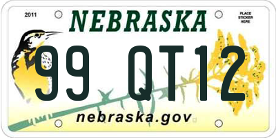 NE license plate 99QT12