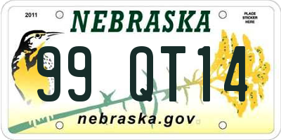 NE license plate 99QT14