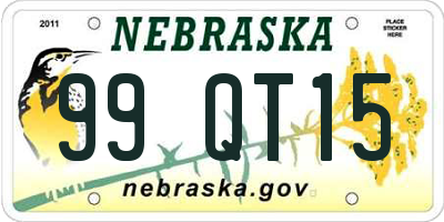 NE license plate 99QT15