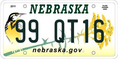 NE license plate 99QT16