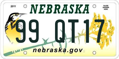 NE license plate 99QT17