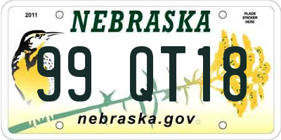 NE license plate 99QT18