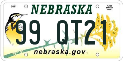 NE license plate 99QT21