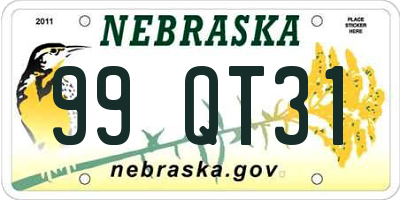 NE license plate 99QT31