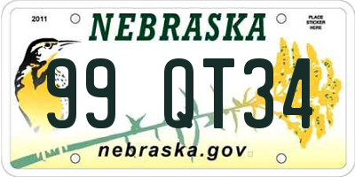 NE license plate 99QT34