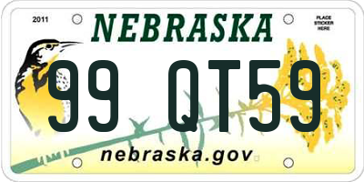 NE license plate 99QT59