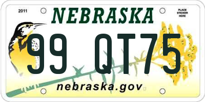 NE license plate 99QT75