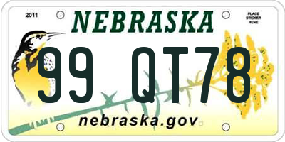 NE license plate 99QT78