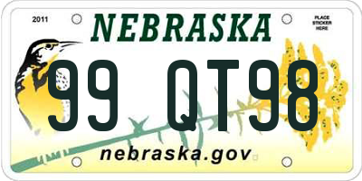 NE license plate 99QT98