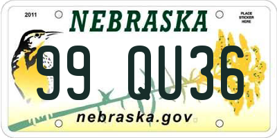 NE license plate 99QU36