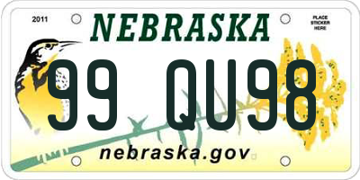 NE license plate 99QU98