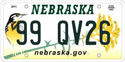 NE license plate 99QV26