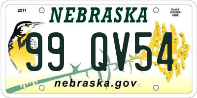 NE license plate 99QV54